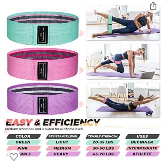 3 work out bands with different weights for training legs and butt like new - Picture 3 of 4
